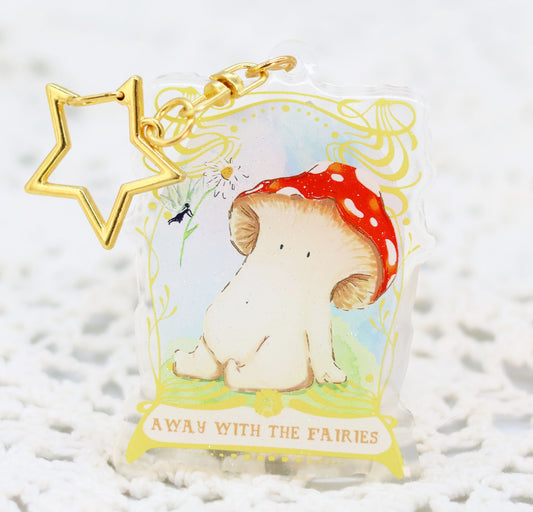 Away with the Fairies - glitter keyring