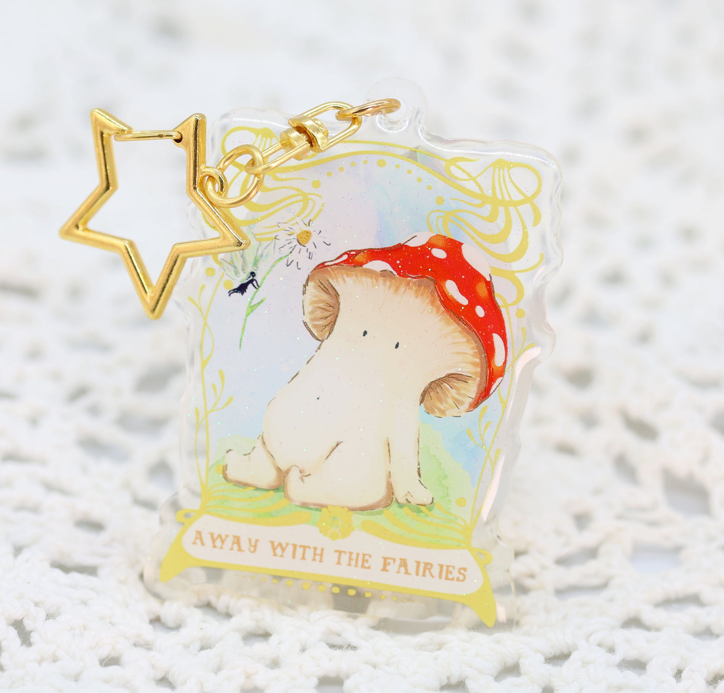 Away with the Fairies - glitter keyring