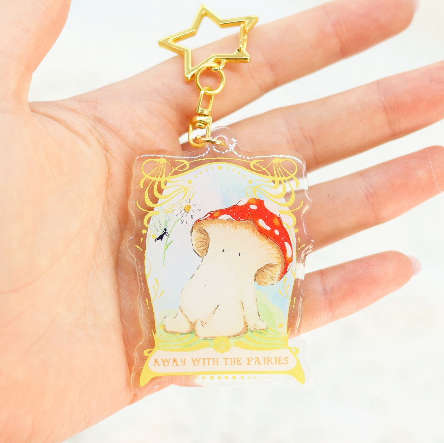 Away with the Fairies - glitter keyring