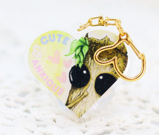 Cute & Anxious - Glitter Keyring