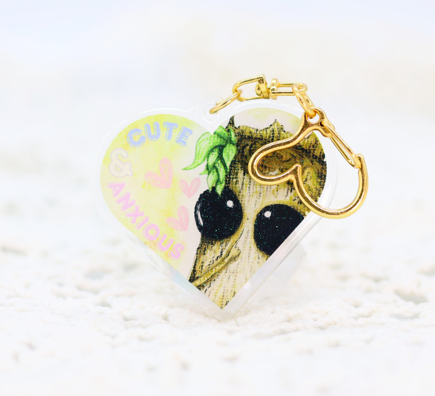 Cute & Anxious - Glitter Keyring