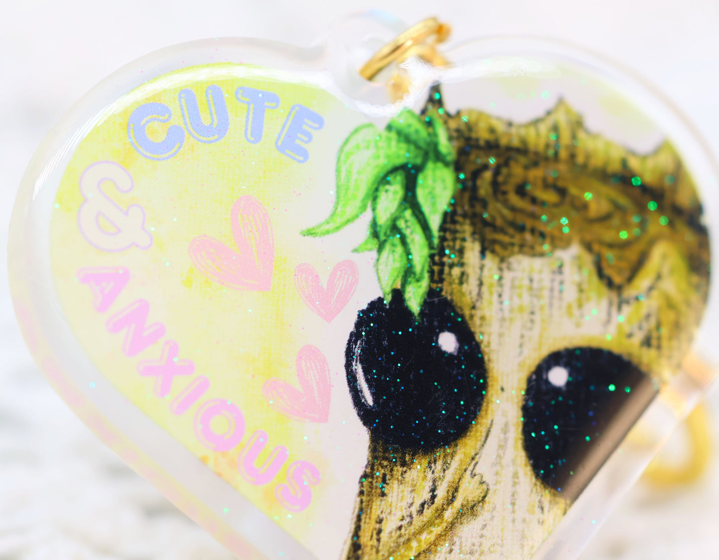 Cute & Anxious - Glitter Keyring