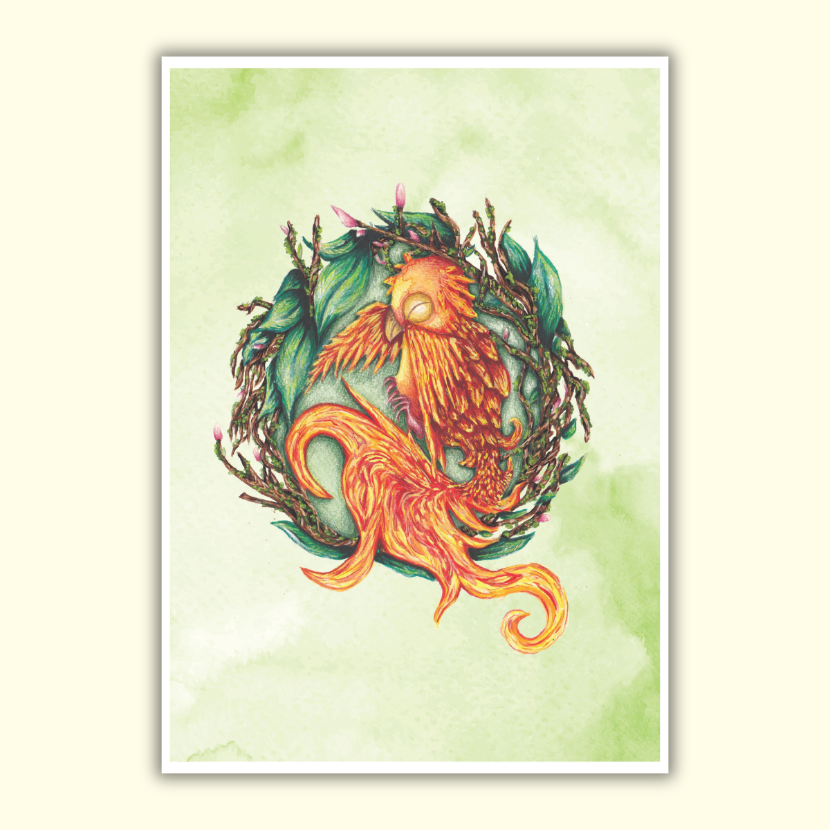 Sparks the baby Phoenix - Fantasy Art Print