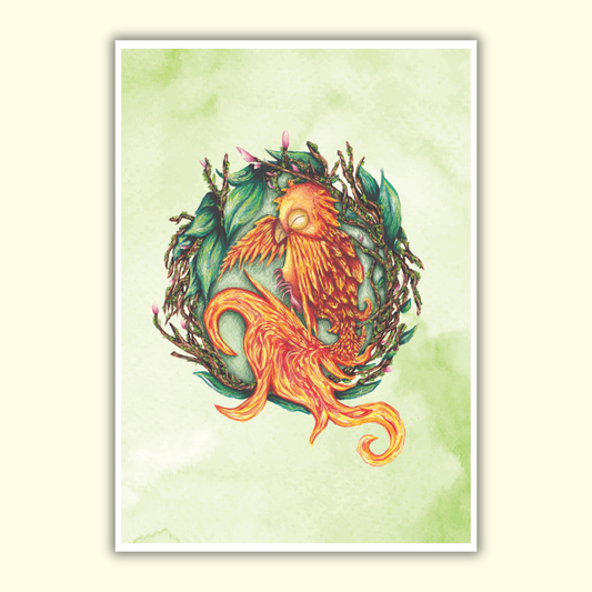 Sparks the baby Phoenix - Fantasy Art Print