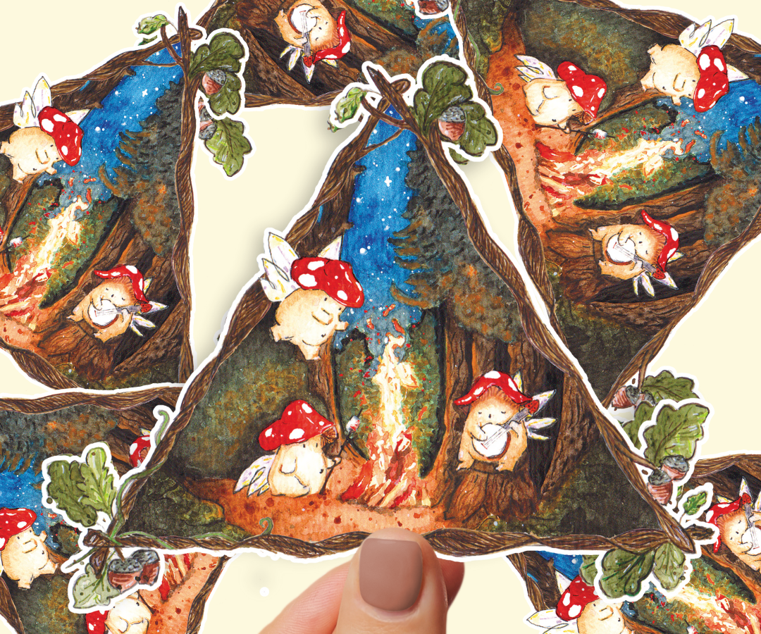 "Camping Mushies" - Jumbo Vinyl Sticker