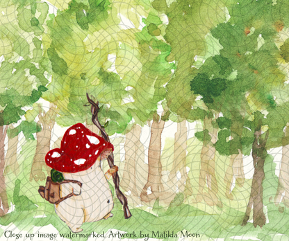 'I'm not lost, I'm exploring' Cute Fantasy Mushroom Art Print