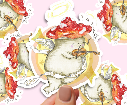 "Violin cherub" Holographic Vinyl Sticker