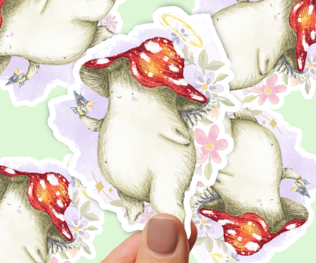 "Birdie Cherub" Holographic Vinyl Sticker