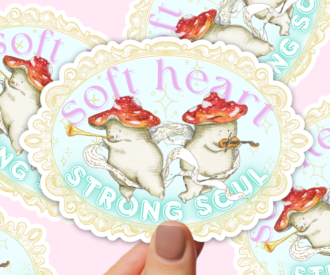 "Soft heart, strong soul" Holographic Jumbo Vinyl Sticker