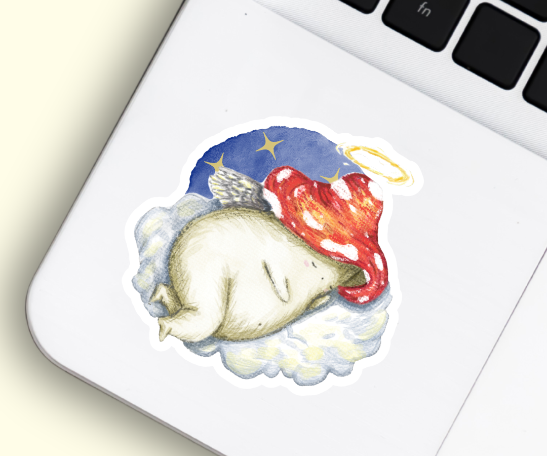 "Sleeping Cherub" Holographic Vinyl Sticker