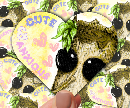 'Cute & Anxious' Holographic Vinyl Sticker