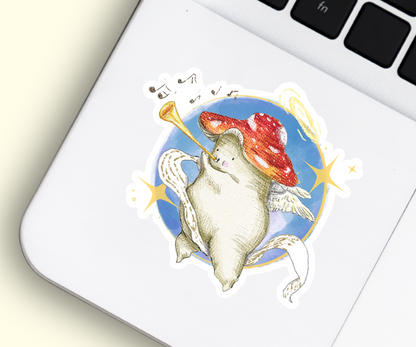 "Trumpet cherub" Holographic Vinyl Sticker
