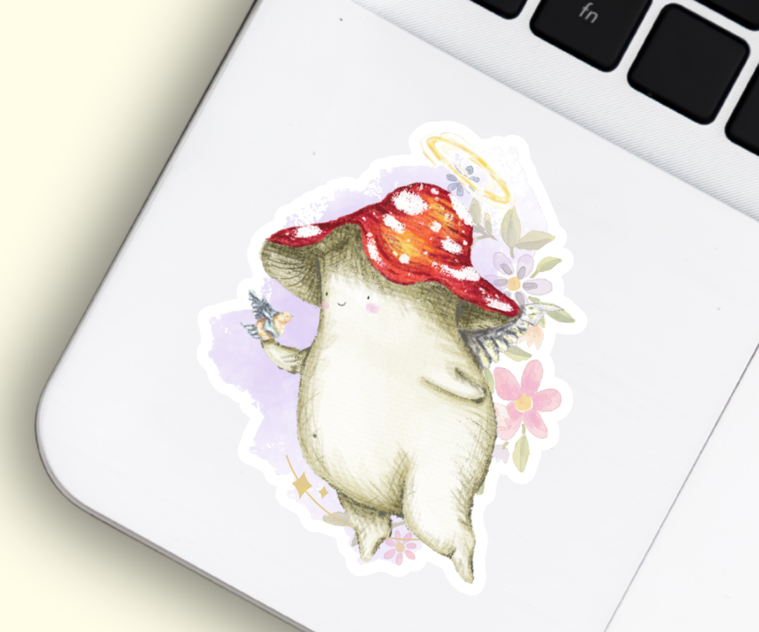 "Birdie Cherub" Holographic Vinyl Sticker