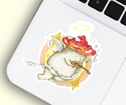 "Violin cherub" Holographic Vinyl Sticker