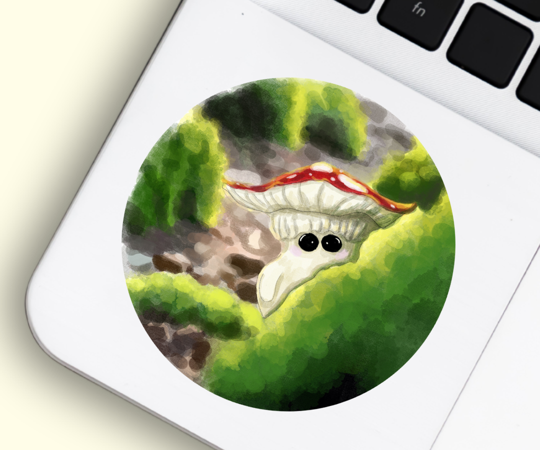Buttons the Quiet Mushroom Vinyl Sticker
