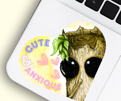 'Cute & Anxious' Holographic Vinyl Sticker