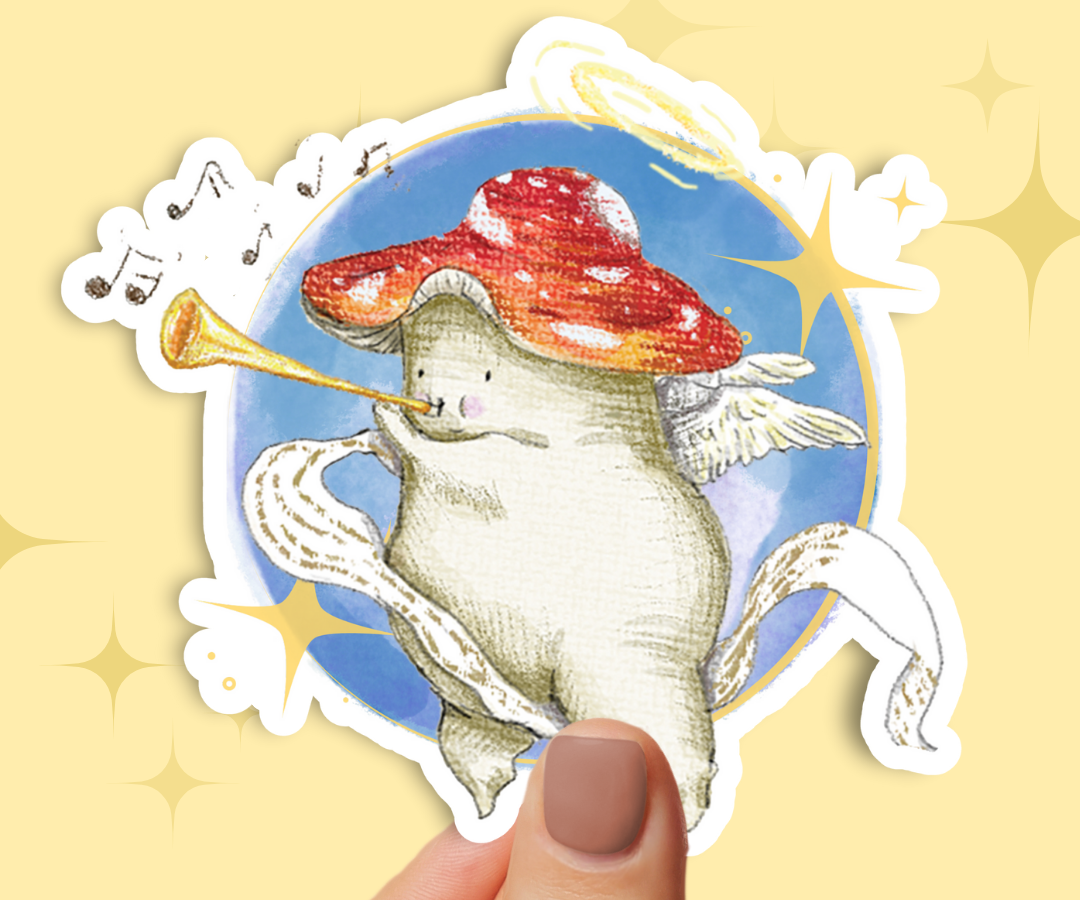 "Trumpet cherub" Holographic Vinyl Sticker