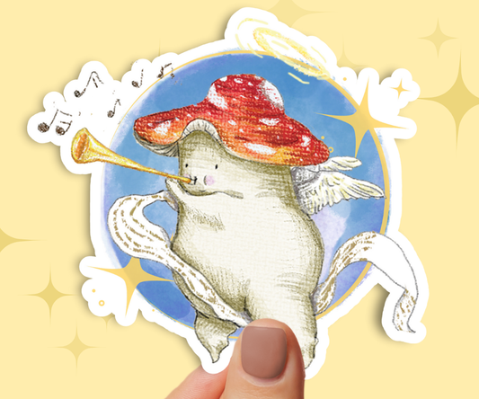 "Trumpet cherub" Holographic Vinyl Sticker