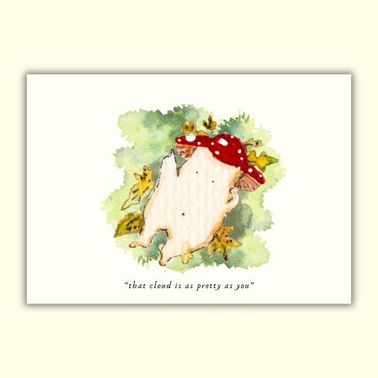 'That cloud is as pretty as you' Cute Fantasy Mushroom Art Print