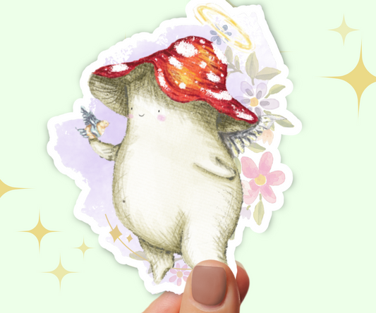 "Birdie Cherub" Holographic Vinyl Sticker