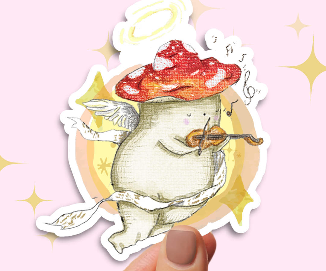 "Violin cherub" Holographic Vinyl Sticker
