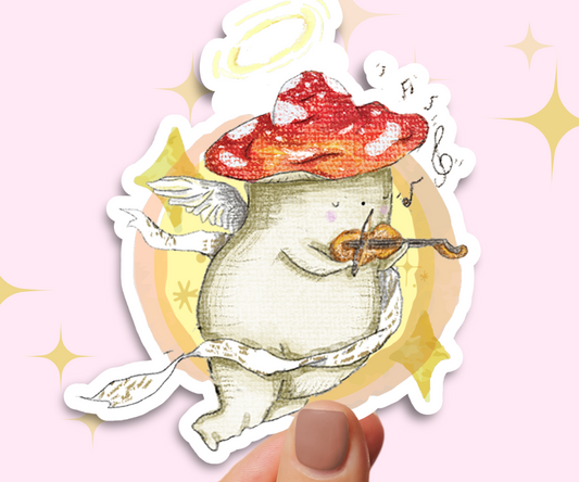 "Violin cherub" Holographic Vinyl Sticker