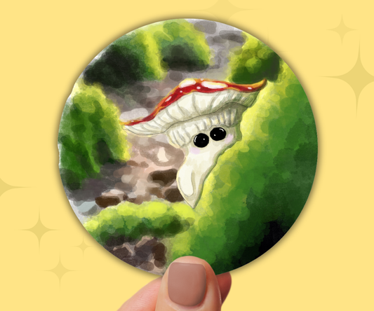 Buttons the Quiet Mushroom Vinyl Sticker