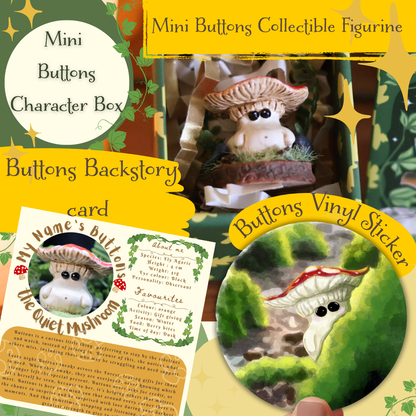 Miniature Buttons the Quiet mushroom - Collectible Figurine