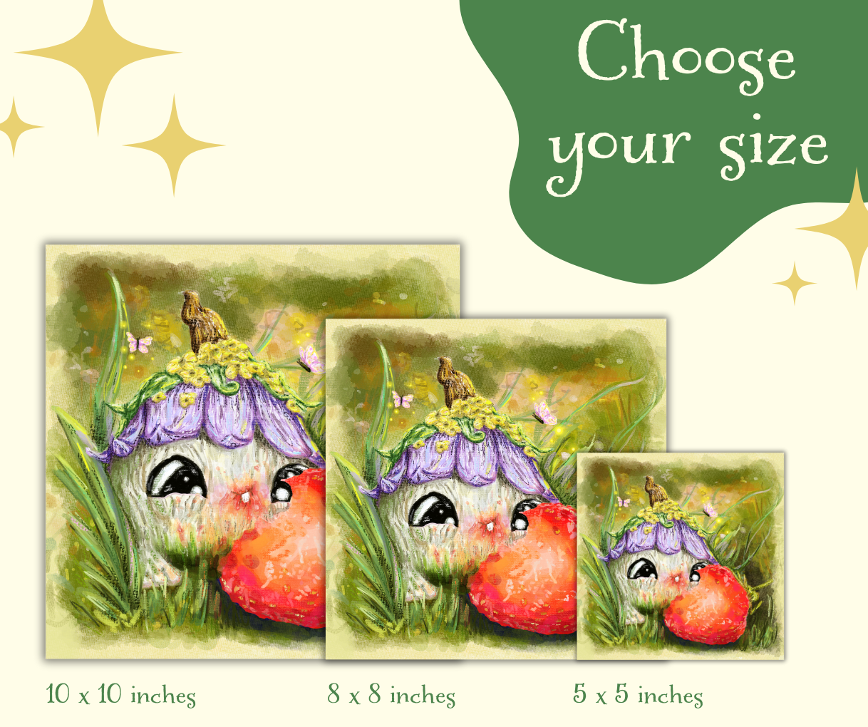 "Caught Red Mouthed" - Blush the Sproutling - Cute fantasy art print