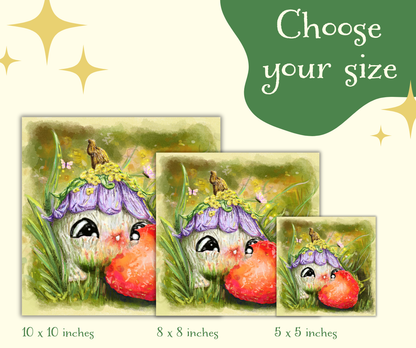 "Caught Red Mouthed" - Blush the Sproutling - Cute fantasy art print