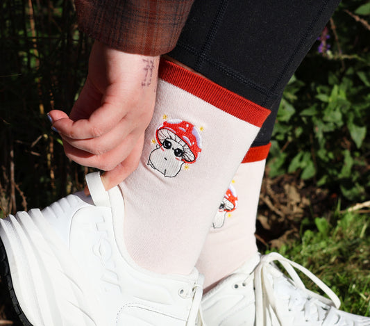 Baby Alba the Mushroom - Embroidered Cotton Socks