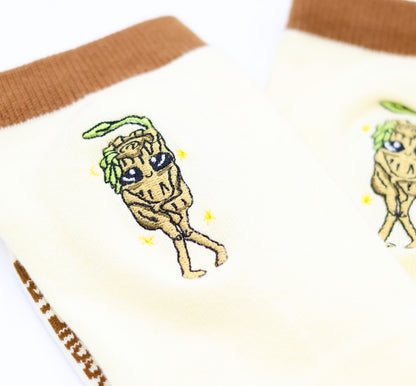 Splint the Twigling - Embroidered Cotton Socks