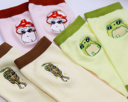 Embroidered Cotton Socks - Set of 3