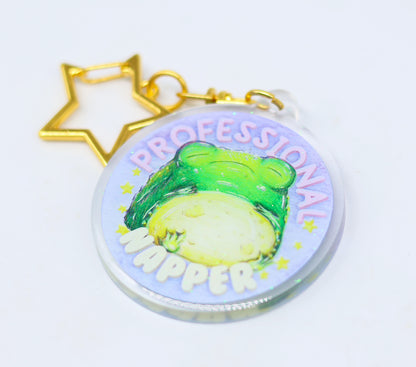 "Professional Napper" Glumbert Glitter Keyring