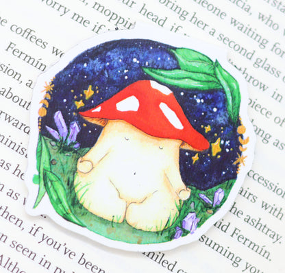 'Meditating Mushroom' Magnetic Bookmark