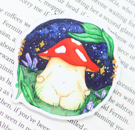 'Meditating Mushroom' Magnetic Bookmark
