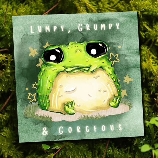 "Lumpy, Grumpy & Gorgeous" - Cute Glumbert the Toad Art Print