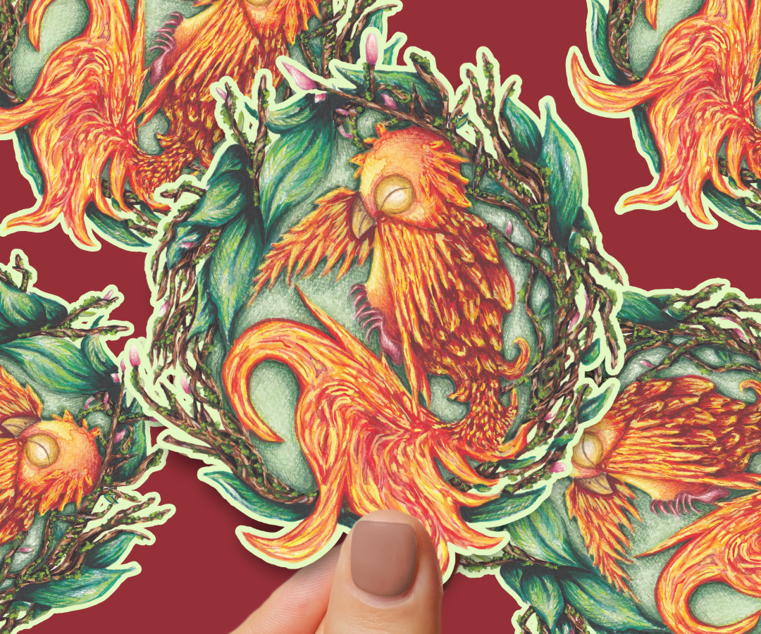 'Sparks the baby phoenix' Vinyl Sticker