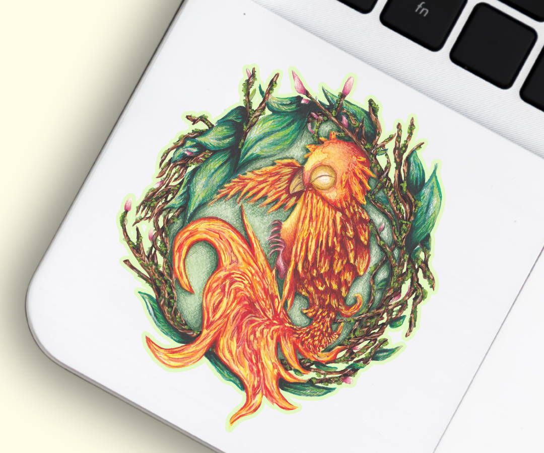 'Sparks the baby phoenix' Vinyl Sticker