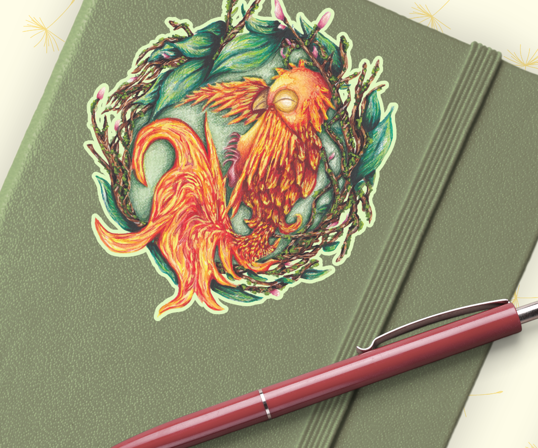 'Sparks the baby phoenix' Vinyl Sticker