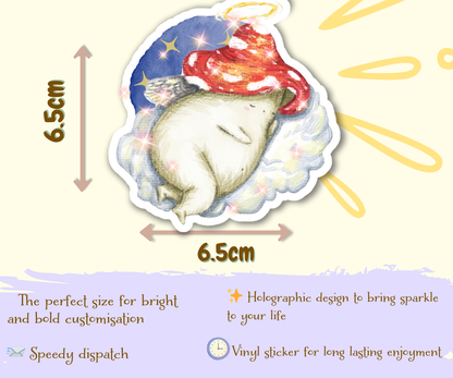 "Sleeping Cherub" Holographic Vinyl Sticker