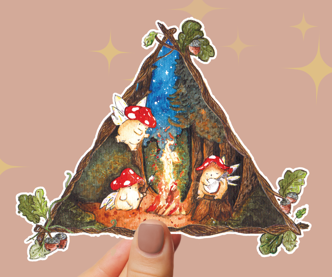 "Camping Mushies" - Jumbo Vinyl Sticker