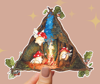 "Camping Mushies" - Jumbo Vinyl Sticker
