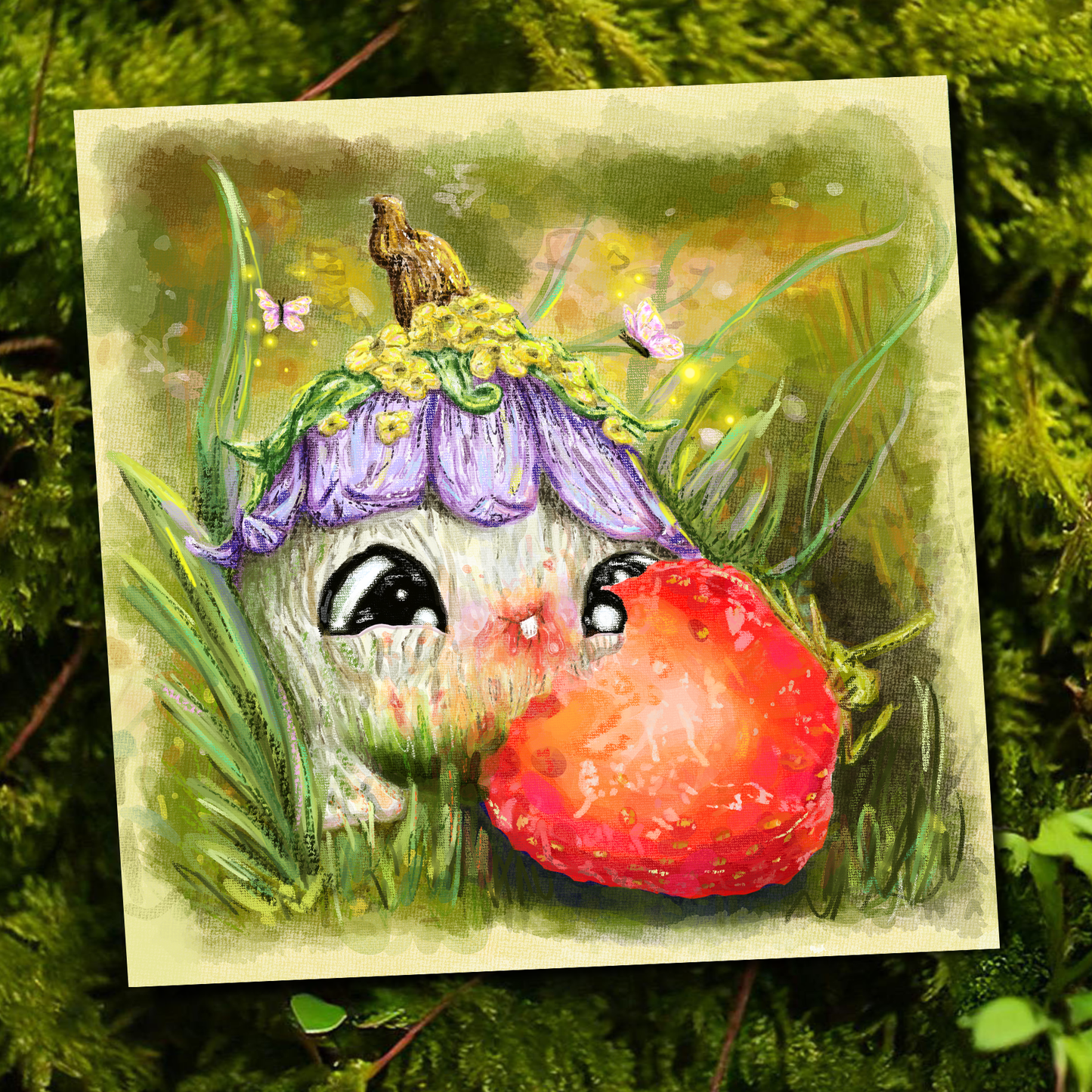 "Caught Red Mouthed" - Blush the Sproutling - Cute fantasy art print