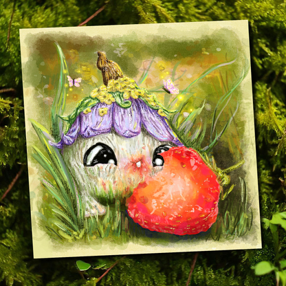 "Caught Red Mouthed" - Blush the Sproutling - Cute fantasy art print