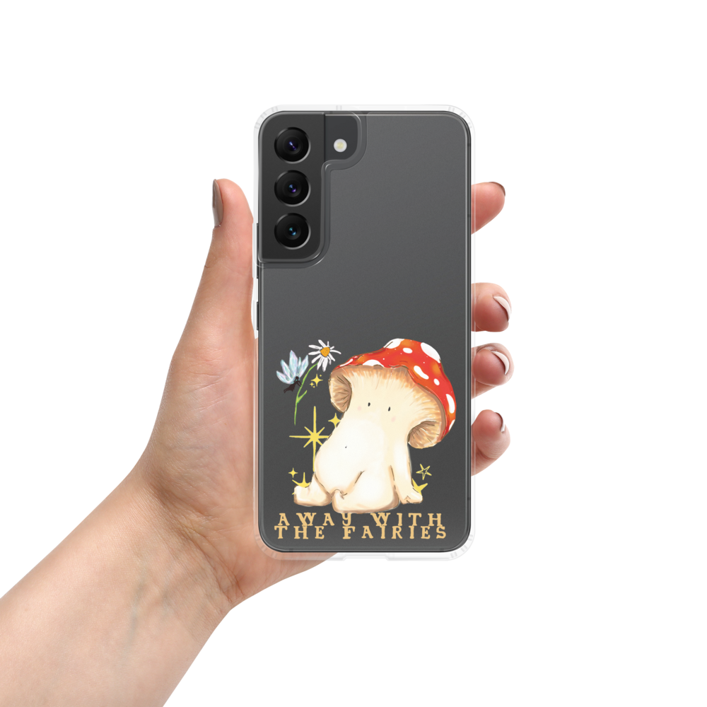 "Away with the Fairies" - Toadstool Mushroom Clear iPhone Samsung Phone Case