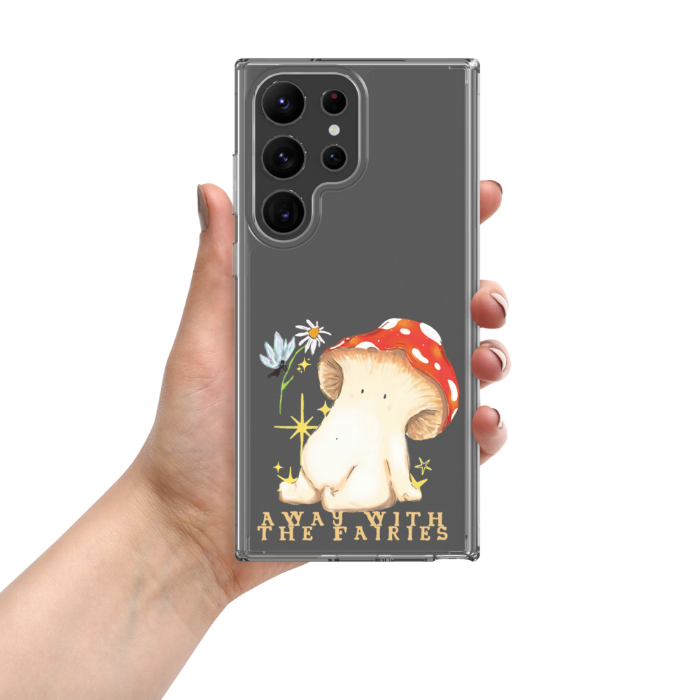 "Away with the Fairies" - Toadstool Mushroom Clear iPhone Samsung Phone Case