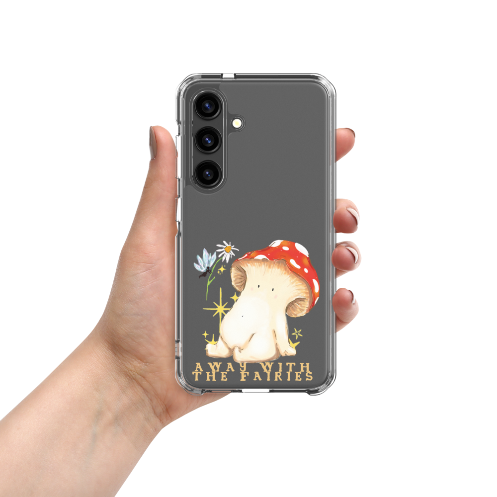 "Away with the Fairies" - Toadstool Mushroom Clear iPhone Samsung Phone Case