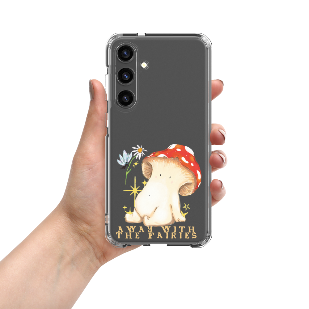 "Away with the Fairies" - Toadstool Mushroom Clear iPhone Samsung Phone Case