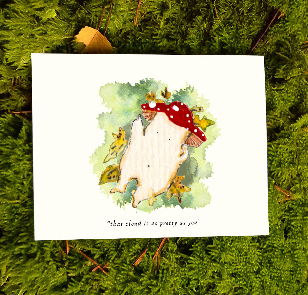 'That cloud is as pretty as you' Cute Fantasy Mushroom Art Print